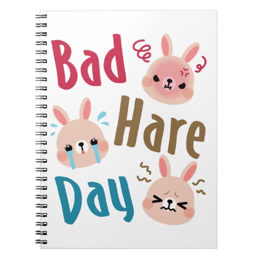 Bad Hare Day Funny Bunny Rabbit Kawaii Pasen Notitieboek (Voorkant)