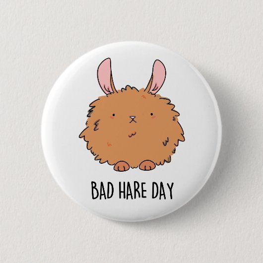 Bad Hare Day Funny Rabbit Pun Ronde Button 5,7 Cm (Voorkant)