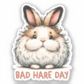 Bad Hare Day Grappig konijn Pun Sticker (Voorkant)
