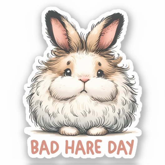 Bad Hare Day Grappig konijn Pun Sticker (Voorkant)