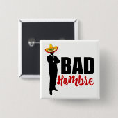 Bad Hombre Silhouette en Sombrero Vierkante Button 5,1 Cm (Voorkant /achterkant)