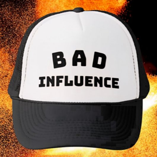 Bad Influence Black Typography Trucker Hat Pet