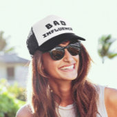 Bad Influence Black Typography Trucker Hat Pet