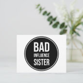 Bad Influence Zuster, grappig zustergezegde Briefkaart (Staand voorkant)