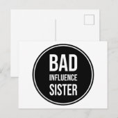 Bad Influence Zuster, grappig zustergezegde Briefkaart (Voorkant / Achterkant)