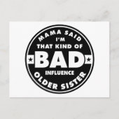 Bad Influence Zuster, grappige zustercitaat Briefkaart (Voorkant)