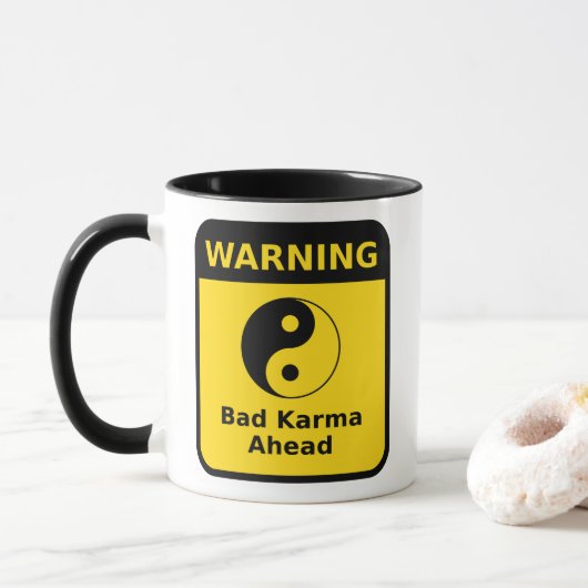 Bad Karma Waarschuwing Mok (Met donut)