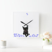 ~Bad Kat~ WALL CLOCK/BLUE Vierkante Klok (Huis)