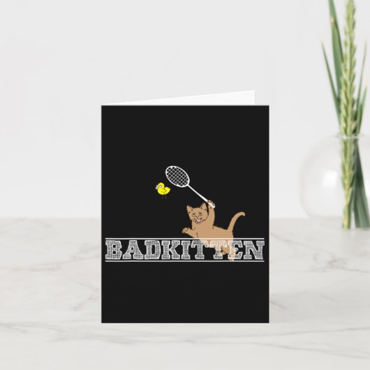 Bad Kitten Funny Badminton Cat Lovers Pun Kaart (Voorkant)