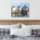 Bad Kreuznach, Duitsland Brug Huizen Canvas Afdruk (Insitu (Slaapkamer))