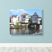 Bad Kreuznach, Duitsland Brug Huizen Canvas Afdruk (Insitu (Houten vloer))