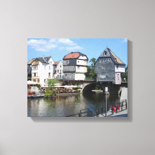 Bad Kreuznach, Duitsland Brug Huizen Canvas Afdruk (Voorkant)