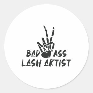 Bad Lash Artist Skelleton Hand Halloween Lash Arti Ronde Sticker