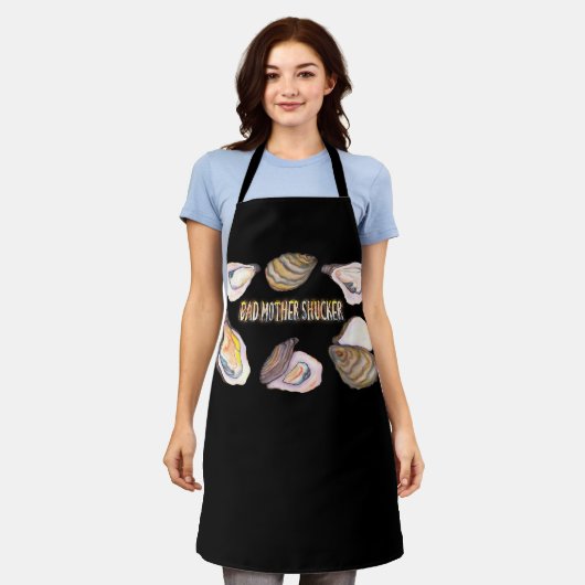 Bad Moeder Shucker Funny Oyster Addics en Seafoo Schort (Gedragen)