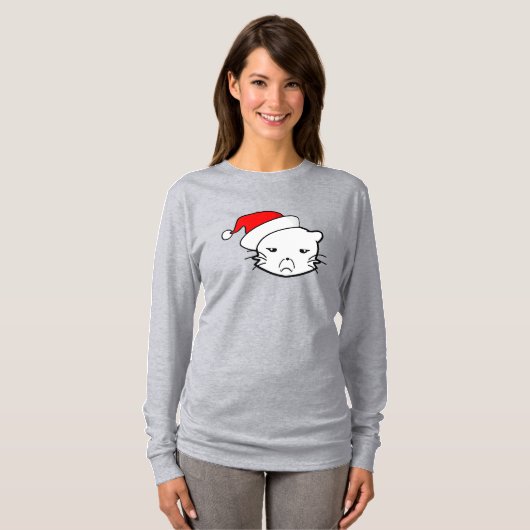 Bad Mood Cat Christmas Edition T-shirt (Voorkant volledig)
