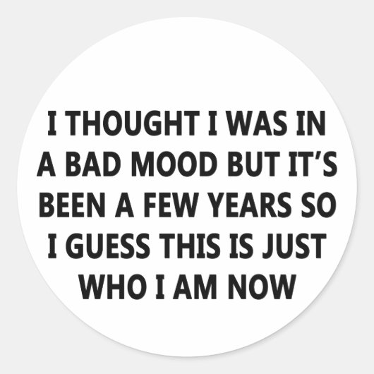 Bad Mood Ronde Sticker (Voorkant)