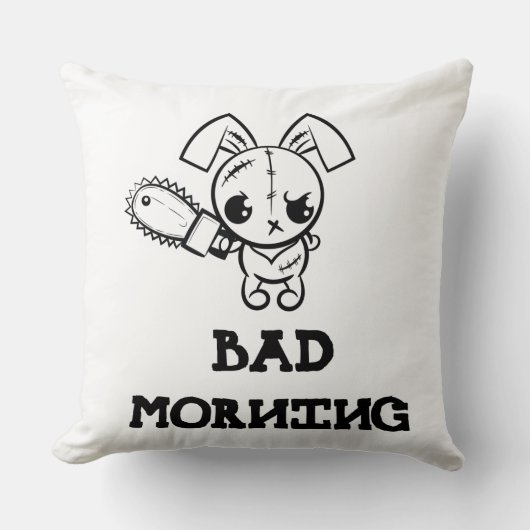 Bad Morning Grumpy Voodoo Bunny T-Shirt Kussen (Voorkant)