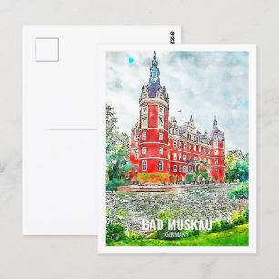 Bad Muskau Duitsland Travel Place Waterverf Briefkaart