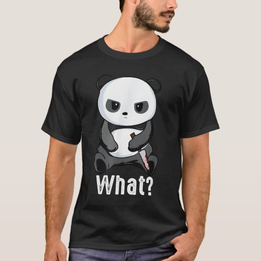 Bad Panda Bear With Knife Fighting Panda T-shirt (Voorkant)