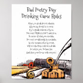 Bad Poetry Day Funny Drink spelregels gedicht Poster (Voorkant)