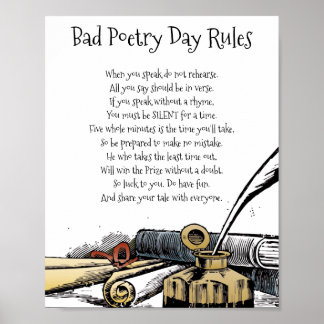 Bad Poetry Day Funny Game Rules Poem Poster