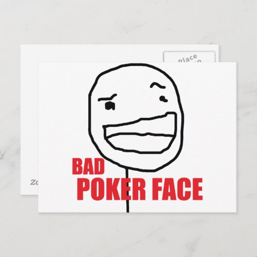 Bad Poker Face Briefkaart (Voorkant / Achterkant)