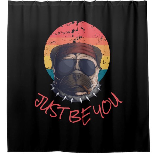 Bad Pug Bath, wees gewoon jezelf Douchegordijn (Voorkant)