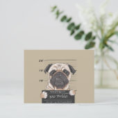 Bad Pug Dog in de gevangenis Briefkaart (Staand voorkant)