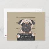 Bad Pug Dog in de gevangenis Briefkaart (Voorkant / Achterkant)