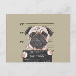 Bad Pug Dog in de gevangenis Briefkaart
