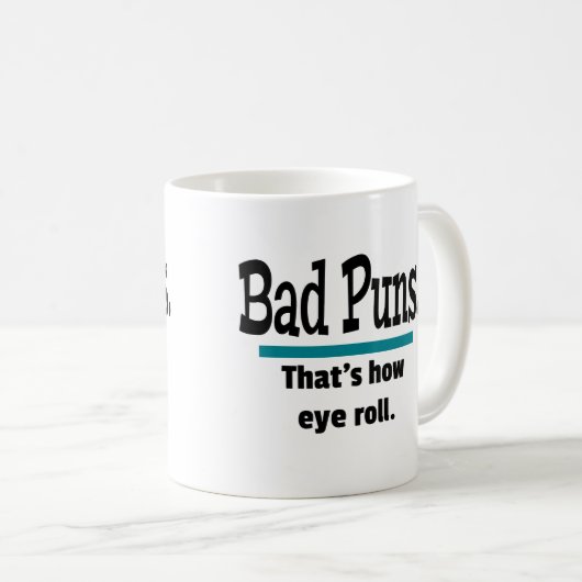 Bad Puns Eye Roll Funny Koffiemok (Voorkant rechts)