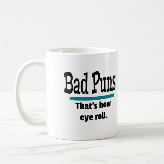 Bad Puns Eye Roll Funny Koffiemok (Links)