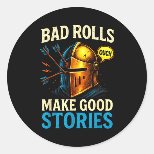 Bad Rolls Make Good Stories - Rpg Gaming Fun Ronde Sticker (Voorkant)