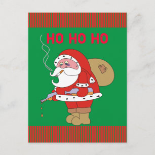 Bad Santa Claus Funny Briefkaart voor kerstmis