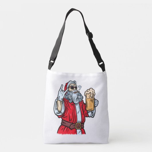 Bad Santa Claus, Rock, Beer en Cigar Crossbody Tas (Achterkant)