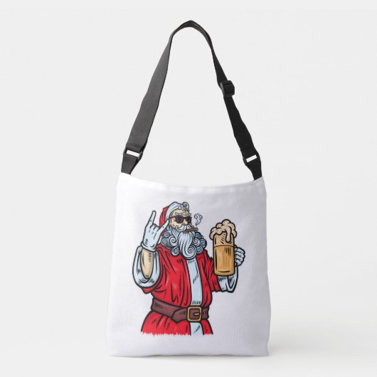 Bad Santa Claus, Rock, Beer en Cigar Crossbody Tas (Voorkant)
