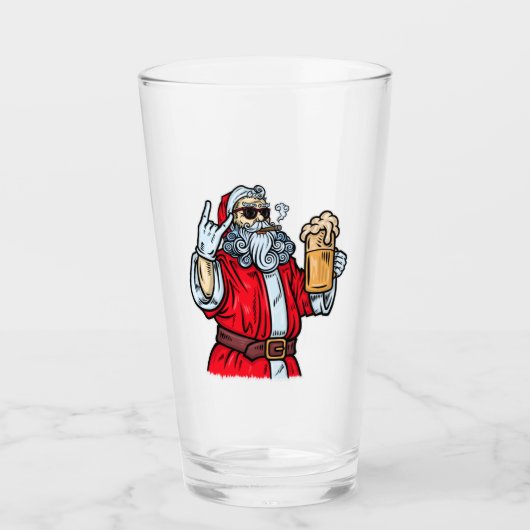 Bad Santa Claus, Rock, Beer en Cigar Glas (Voorkant)