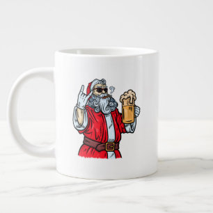 Bad Santa Claus, Rock, Beer en Cigar Grote Koffiekop