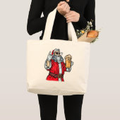 Bad Santa Claus, Rock, Beer en Cigar Grote Tote Bag (Voorkant (product))