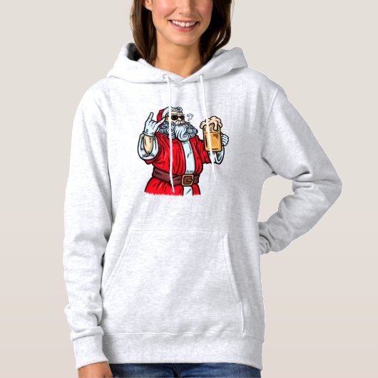 Bad Santa Claus, Rock, Beer en Cigar Hoodie (Voorkant)