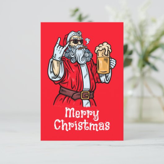 Bad Santa Claus, Rock, Beer en Cigar Informatiekaartje (Staand voorkant)
