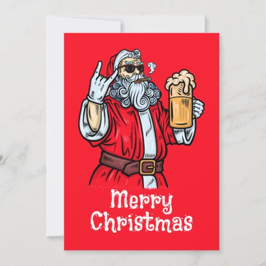Bad Santa Claus, Rock, Beer en Cigar Kaart (Voorkant)