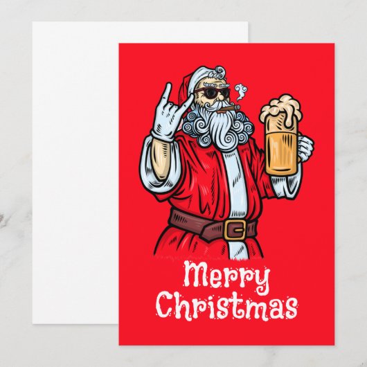 Bad Santa Claus, Rock, Beer en Cigar Kaart (Voorkant / Achterkant)