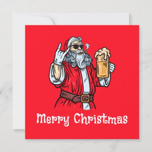 Bad Santa Claus, Rock, Beer en Cigar Kaart (Voorkant)