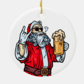 Bad Santa Claus, Rock, Beer en Cigar Keramisch Ornament (Achterkant)