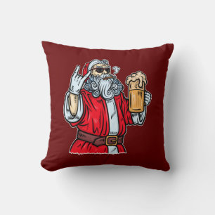Bad Santa Claus, Rock, Beer en Cigar Kussen