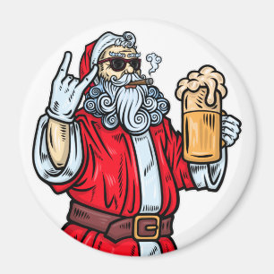 Bad Santa Claus, Rock, Beer en Cigar Magneet