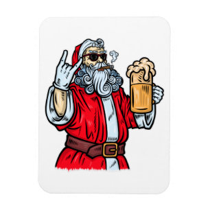 Bad Santa Claus, Rock, Beer en Cigar Magneet