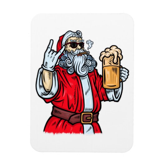 Bad Santa Claus, Rock, Beer en Cigar Magneet (Verticaal)