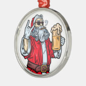 Bad Santa Claus, Rock, Beer en Cigar Metalen Ornament (Links)